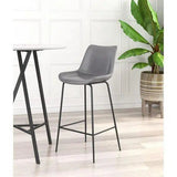 Byron Bar Chair Gray in Steel Frame Bar Stools LOOMLAN By Zuo Modern