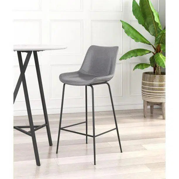 Byron Bar Chair Gray in Steel Frame Bar Stools LOOMLAN By Zuo Modern