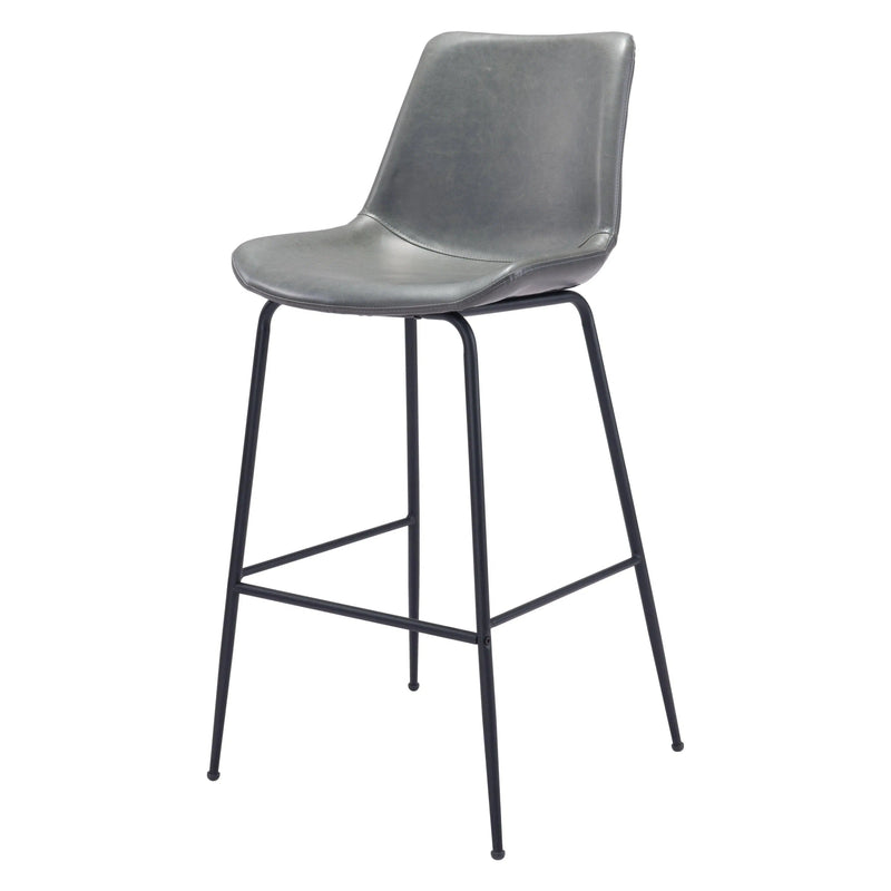 Byron Bar Chair Gray in Steel Frame Bar Stools LOOMLAN By Zuo Modern