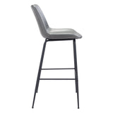 Byron Bar Chair Gray in Steel Frame Bar Stools LOOMLAN By Zuo Modern