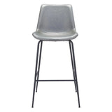 Byron Bar Chair Gray in Steel Frame Bar Stools LOOMLAN By Zuo Modern