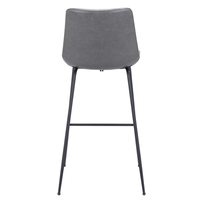 Byron Bar Chair Gray in Steel Frame Bar Stools LOOMLAN By Zuo Modern