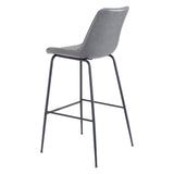 Byron Bar Chair Gray in Steel Frame Bar Stools LOOMLAN By Zuo Modern