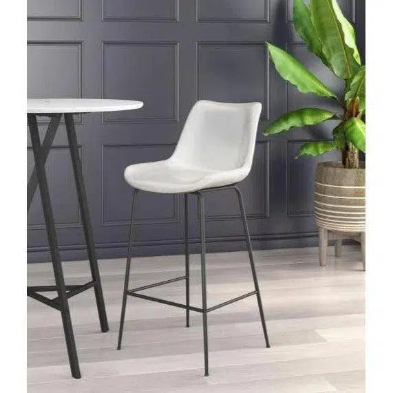 Byron Bar Chair White Bar Stools LOOMLAN By Zuo Modern