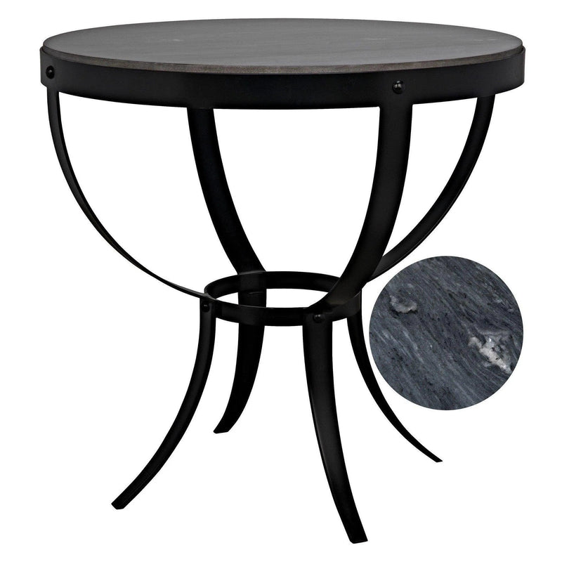 Byron Steel and Marble Black Round Side Table Side Tables LOOMLAN By Noir