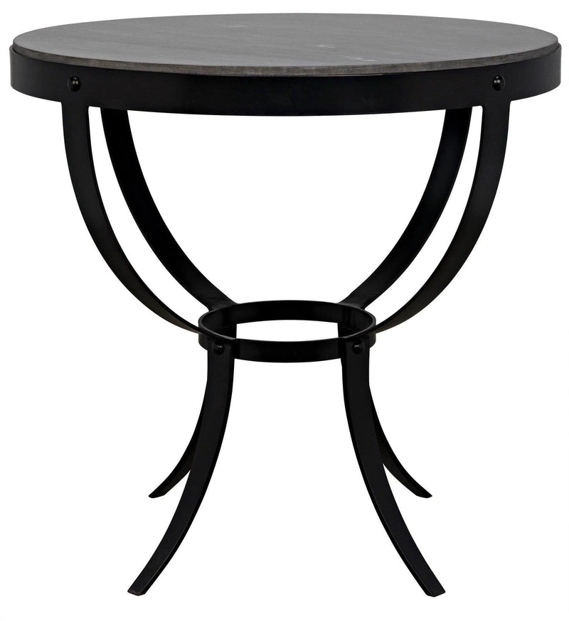 Byron Steel and Marble Black Round Side Table Side Tables LOOMLAN By Noir