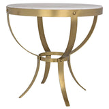 Byron Steel and Marble White Round Side Table Side Tables LOOMLAN By Noir