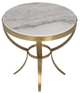 Byron Steel and Marble White Round Side Table Side Tables LOOMLAN By Noir