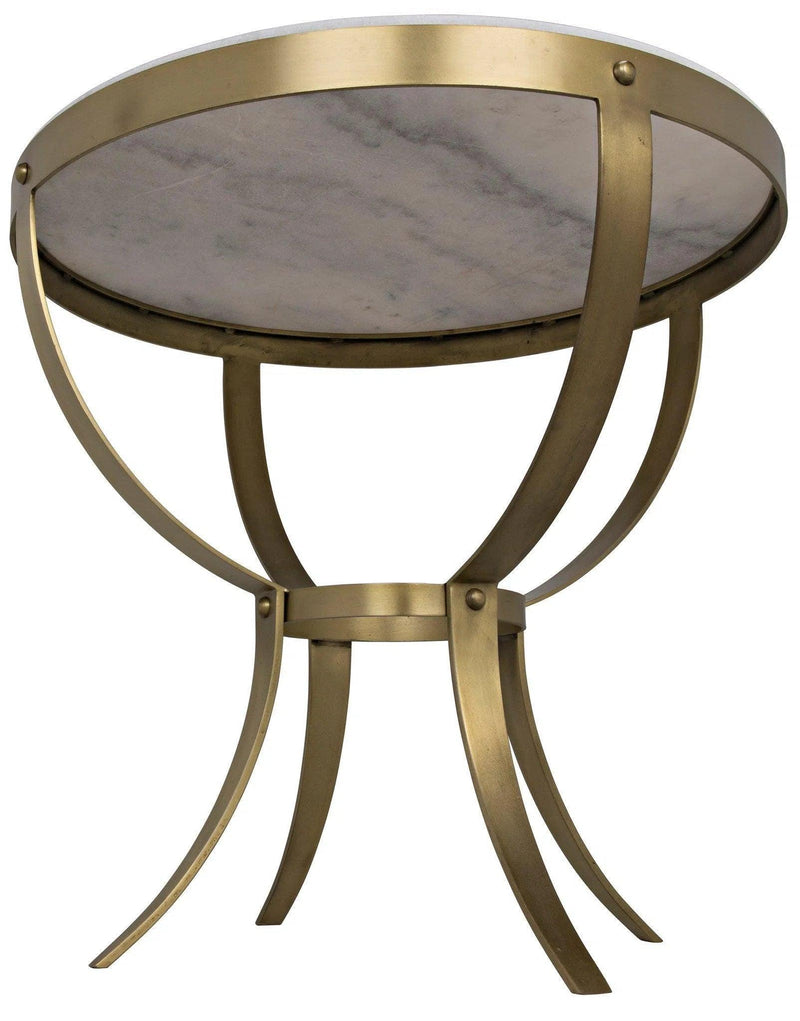 Byron Steel and Marble White Round Side Table Side Tables LOOMLAN By Noir