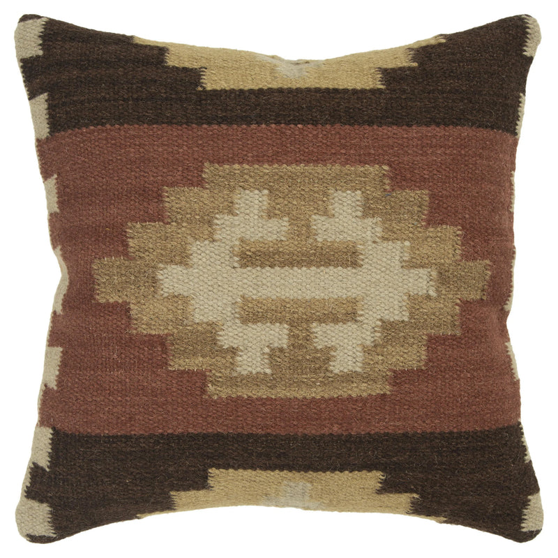 Cabin Western Brown Throw Pillow With Down Insert Throw Pillows LOOMLAN By LOOMLAN