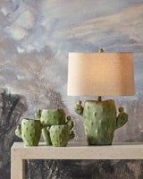 Cactus Composite Green Table Lamp Table Lamps LOOMLAN By Currey & Co