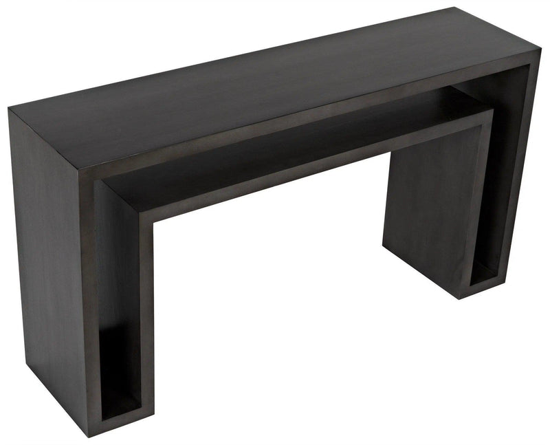 Caine Wood Black Rectangle Console Table Console Tables LOOMLAN By Noir