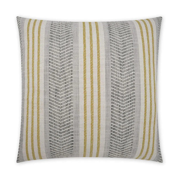 Caleb Dijon Stripes Beach Yellow Large Throw Pillow With Insert Throw Pillows LOOMLAN By D.V. Kap