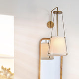 California Antique Brass and Off White Linen Wall Sconce Wall Sconces LOOMLAN By Jamie Young