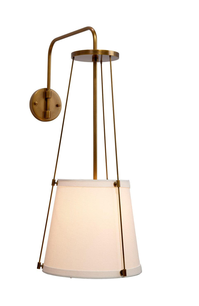 California Antique Brass and Off White Linen Wall Sconce Wall Sconces LOOMLAN By Jamie Young