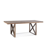 Cambria Wood and Glass Brown Rectangular Dining Table Dining Tables LOOMLAN By Bassett Mirror