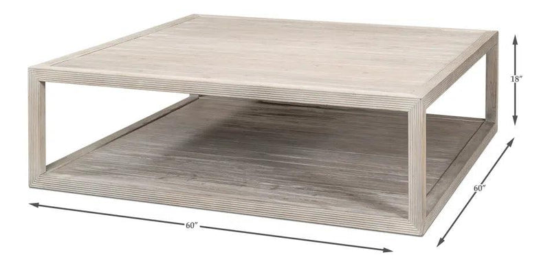 Camden Bungalow Cocktail Coffee Table Square With Storage Shelf Coffee Tables LOOMLAN By Sarreid