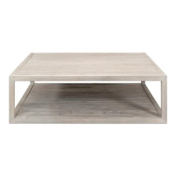 Camden Bungalow Cocktail Coffee Table Square With Storage Shelf Coffee Tables LOOMLAN By Sarreid