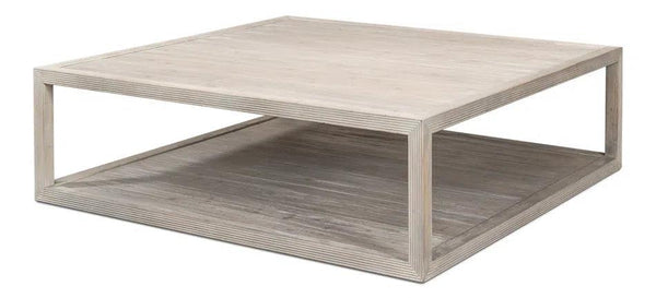 Camden Bungalow Cocktail Coffee Table Square With Storage Shelf Coffee Tables LOOMLAN By Sarreid