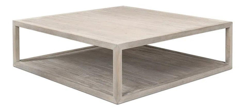 Camden Bungalow Cocktail Coffee Table Square With Storage Shelf Coffee Tables LOOMLAN By Sarreid