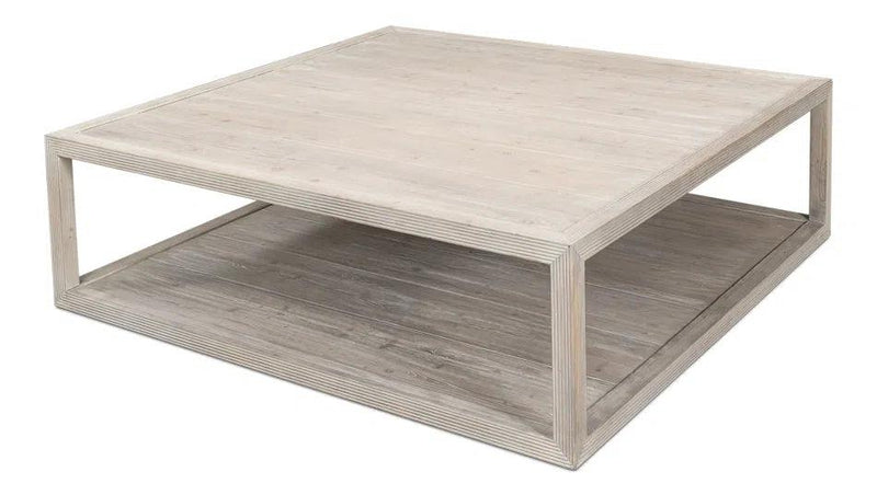 Camden Bungalow Cocktail Coffee Table Square With Storage Shelf Coffee Tables LOOMLAN By Sarreid