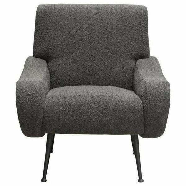 Cameron Accent Chair Grey Boucle Sherpa Metal Legs Accent Chairs LOOMLAN By Diamond Sofa