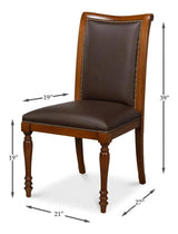 Camile Wood and Leather Brown Armless Side Chair (Set of 2) Club Chairs LOOMLAN By Sarreid