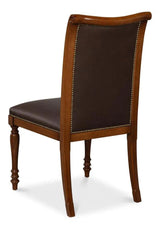 Camile Wood and Leather Brown Armless Side Chair (Set of 2) Club Chairs LOOMLAN By Sarreid