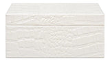 Candece Croco Embossed Leather Over Wood Ivory Box Set of 2 Boxes & Bowls LOOMLAN By Sarreid