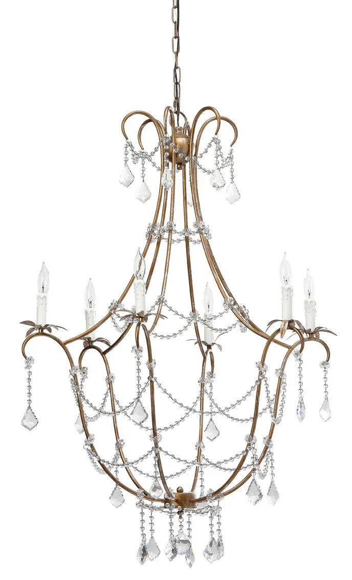 Candle Style Crystal Beads and Iron Scarlett Chandelier Chandeliers LOOMLAN By Jamie Young