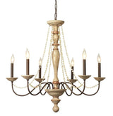 Candle Style Crystal Beads and Wood Core Maybel Chandelier Chandeliers LOOMLAN By Jamie Young