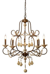 Candle Style Tiered Wood Beads Yellowstone Chandelier Chandeliers LOOMLAN By Jamie Young