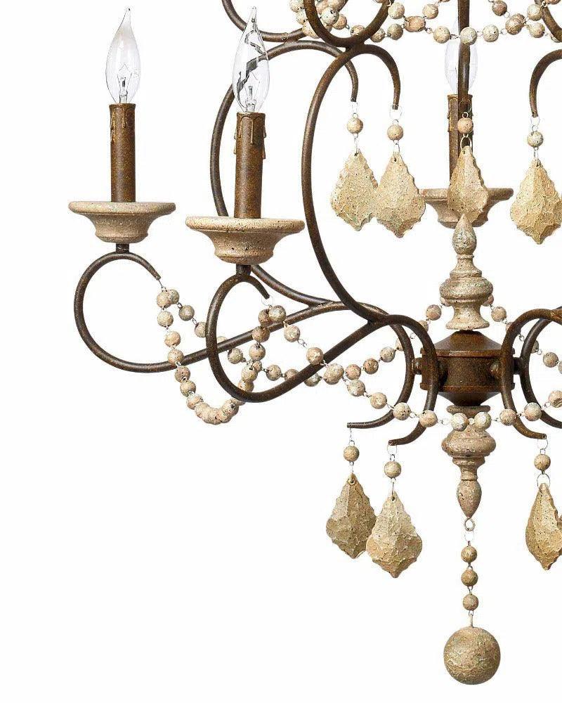 Candle Style Tiered Wood Beads Yellowstone Chandelier Chandeliers LOOMLAN By Jamie Young