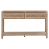 Cane 2-Drawer Entry Console Smoke Gray Oak Wood and Cane Console Tables LOOMLAN By Essentials For Living