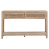 Cane 2-Drawer Entry Console Smoke Gray Oak Wood and Cane Console Tables LOOMLAN By Essentials For Living