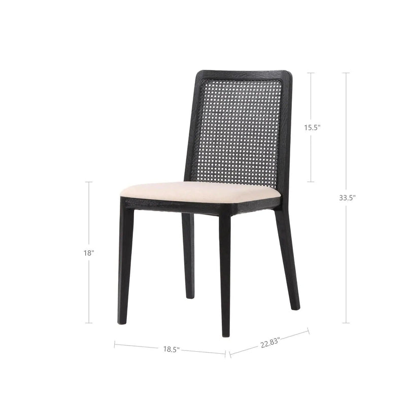 Cane Polyester Upholstered Armless Dining Chair (Set Of 2)