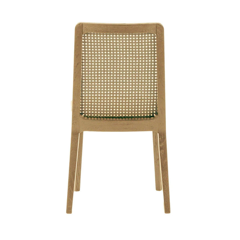 Cane Dining Chair Cream Linen & Wood Frame 2PC Set Armless Dining Chairs LOOMLAN By LH Imports