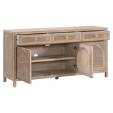 Cane Media Sideboard Smoke Gray Oak Wood and Cane Sideboards LOOMLAN By Essentials For Living