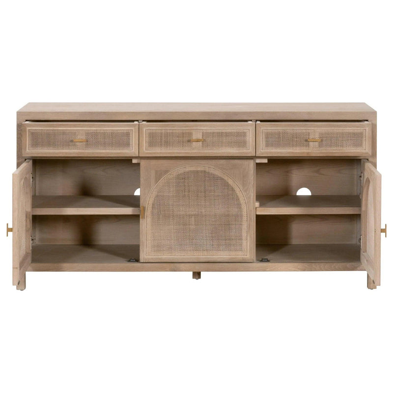 Cane Media Sideboard Smoke Gray Oak Wood and Cane Sideboards LOOMLAN By Essentials For Living