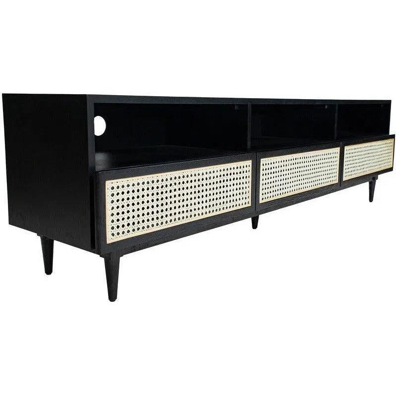 Cane Wood and Rattan Black Media Unit TV Stands & Media Centers LOOMLAN By LH Imports