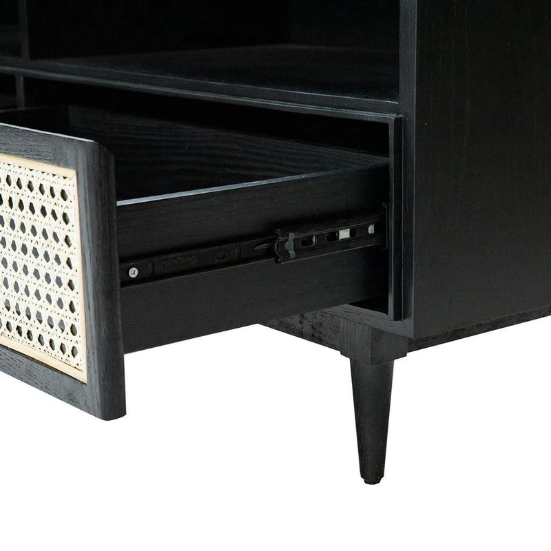 Cane Wood and Rattan Black Media Unit TV Stands & Media Centers LOOMLAN By LH Imports