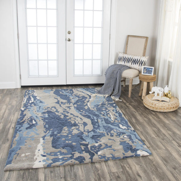 Canu Abstract Blue Large Area Rugs For Living Room Area Rugs LOOMLAN By LOOMLAN