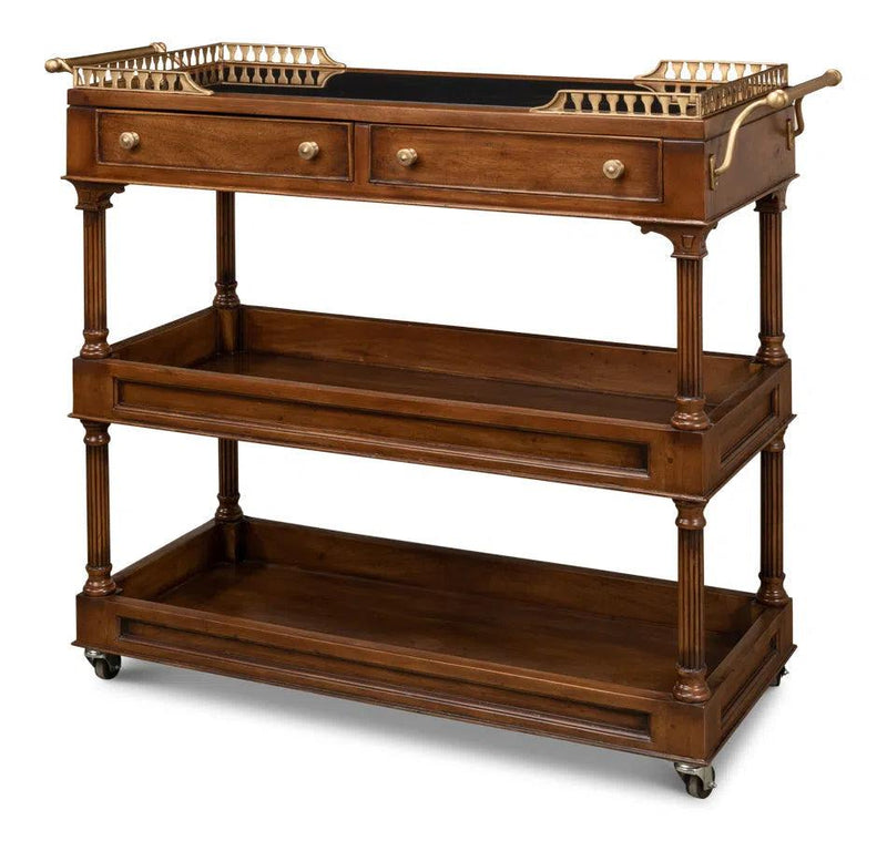 Capital Serving Cart Fruitwood Finish Side Tables LOOMLAN By Sarreid