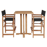 Captain 3-Piece Square Teak Outdoor Bar Height Dining Set Outdoor Bistro Sets LOOMLAN By HiTeak