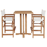 Captain 3-Piece Square Teak Outdoor Bar Height Dining Set Outdoor Bistro Sets LOOMLAN By HiTeak