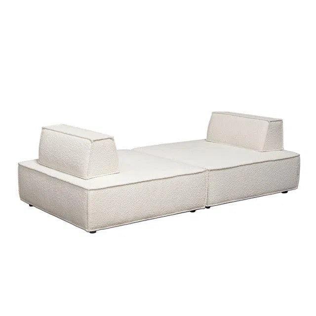 Cara 2-Piece Square Modular Lounger in Ivory Boucle Fabric Modular Sofas LOOMLAN By Diamond Sofa