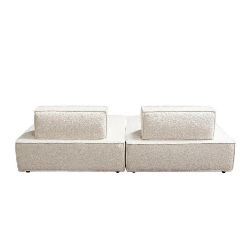 Cara 2-Piece Square Modular Lounger in Ivory Boucle Fabric Modular Sofas LOOMLAN By Diamond Sofa