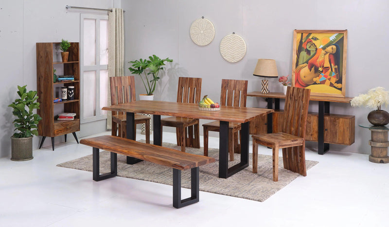 Carden Sheesham Timber Wood Rectangular Dining Table Dining Tables LOOMLAN By LOOMLAN