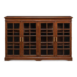 Carmel-By-The-Sea Walnut Bookcase With Glass Doors Sideboards LOOMLAN By Sarreid