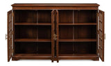 Carmel-By-The-Sea Walnut Bookcase With Glass Doors Sideboards LOOMLAN By Sarreid